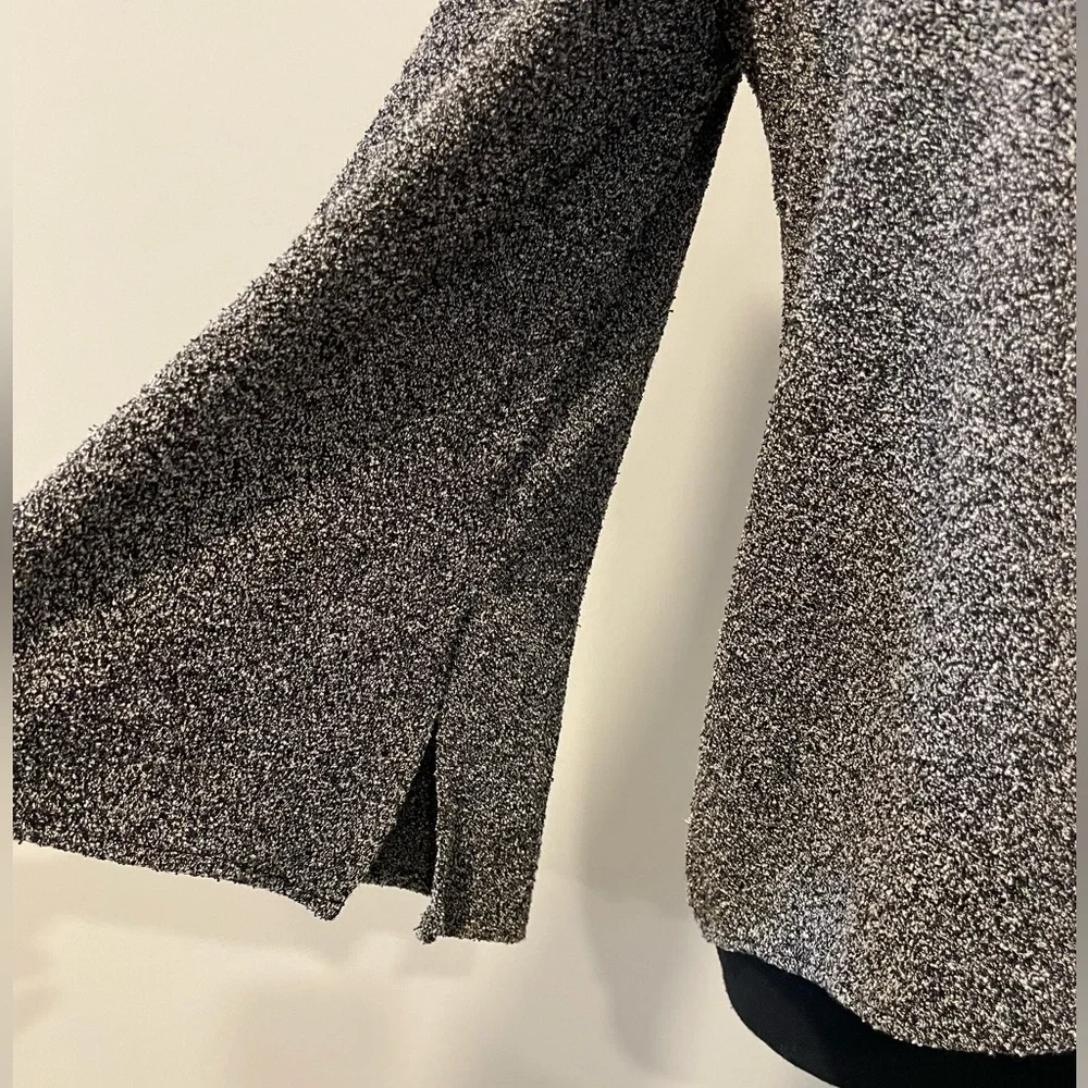 Zara Grey Boucle Mock Neck Sweater with Exposed Back Zipper VGUC - Picture 8 of 13